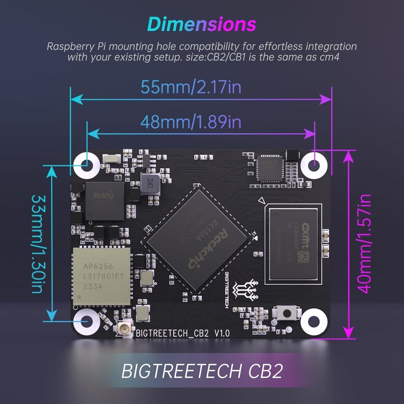 BigTreeTech CB2 Core Control Board 2GB LPDDR4+32GB eMMC Storage Upgrade on BTT CB1 Support DSI/CSI Port Run Klipper Compatible with Raspberry-Pi 3B/4B Manta M8P/M5P/M4P/E3EZ Pi4B PAD 7 3D Printer Part - Image 5